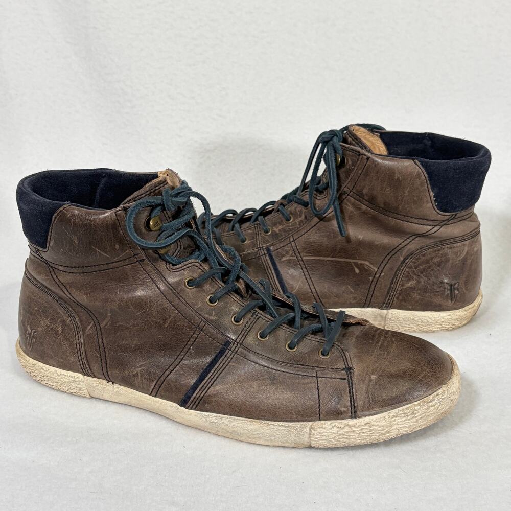 Frye Bedford High Top Leather Sneakers Mens 11 Brown Skater Grunge Steampunk